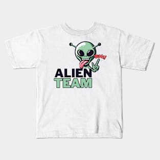 Alien team. Funny alien. Design for ufologists. Kids T-Shirt